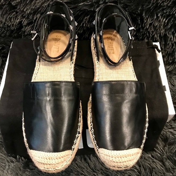 Schutz camel studded espadrille flats